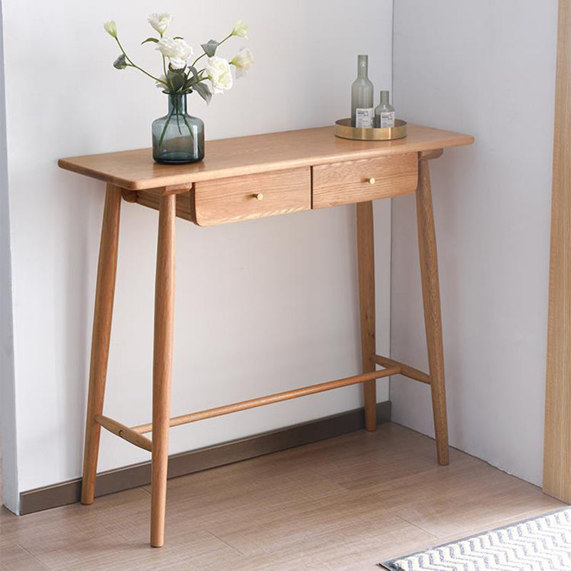 Traditioneller japanischer rechteckiger Konsolentisch aus Massivholz mit abgerundeten Ecken und 1/2 Schublade für Wohnzimmer &amp; Eingang 