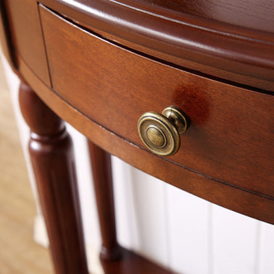 Traditional Chinese Semi-Circular Design Solid Wood MDF Console Table 1-Drawer For Living Room & Entryway