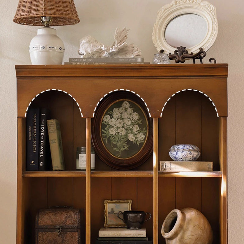 Traditional French Arched Rectangular Solid Wood Display Rack 5-Tier For Living Room