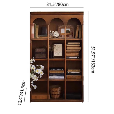 Traditional French Arched Rectangular Solid Wood Display Rack 5-Tier For Living Room