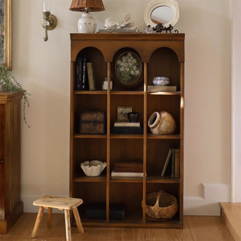 Traditional French Arched Rectangular Solid Wood Display Rack 5-Tier For Living Room