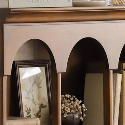 Traditional French Arched Rectangular Solid Wood Display Rack 5-Tier For Living Room