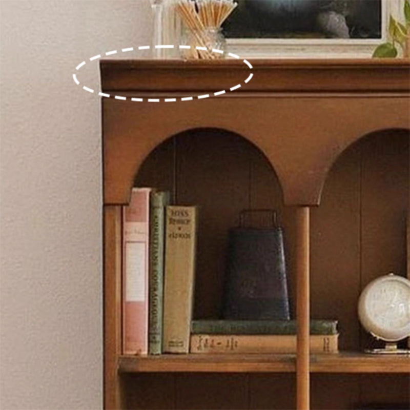 Traditional French Arched Rectangular Solid Wood Display Rack 5-Tier For Living Room