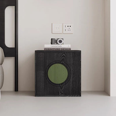 Contemporary Retro Square Round Solid Wood Composable Storage Cabinet 1-Cabinet For Living Room
