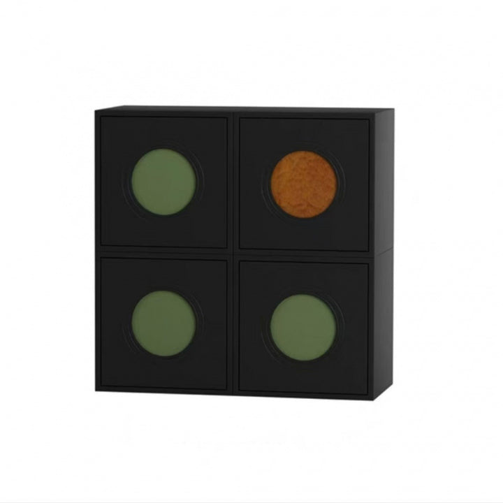 Gabinete de almacenamiento componible cuadrado redondo de madera maciza contemporáneo retro 1-gabinete para sala de estar 