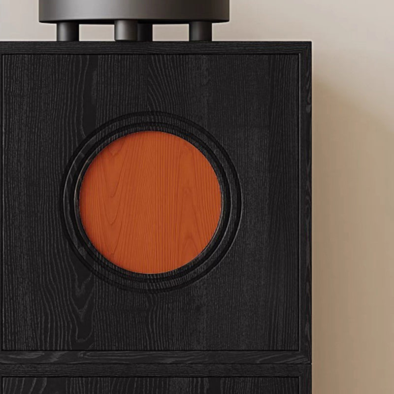 Contemporary Retro Square Round Solid Wood Composable Storage Cabinet 1-Cabinet For Living Room