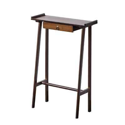 Traditional Chinese Rectangular Nan Bamboo Console Table 1-Drawer For Living Room & Entryway
