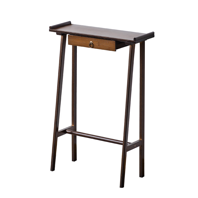 Traditional Chinese Rectangular Nan Bamboo Console Table 1-Drawer For Living Room & Entryway