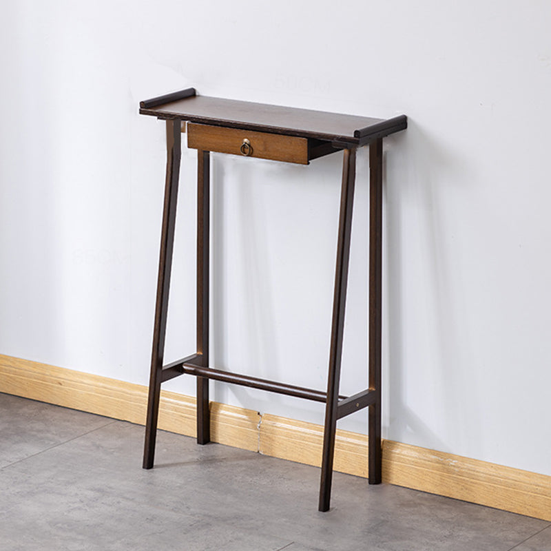 Traditional Chinese Rectangular Bamboo Console Table 1-Drawer For Living Room &amp; Entryway