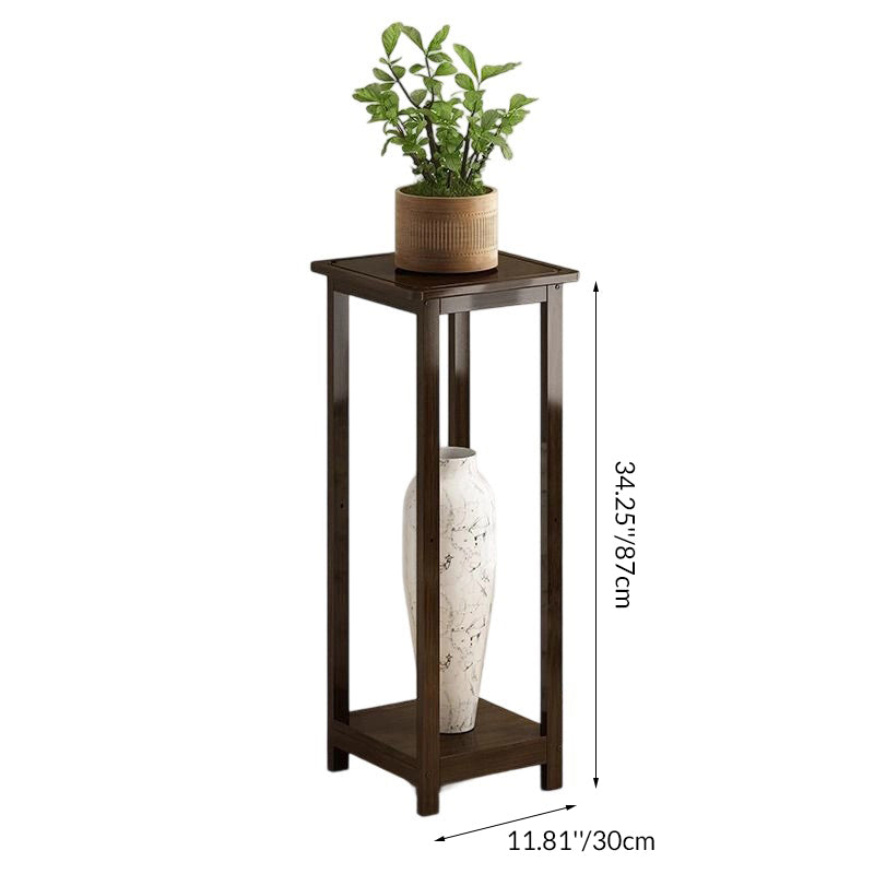 Traditional Chinese Square Nan Bamboo Console Table 1/2-Tier For Living Room