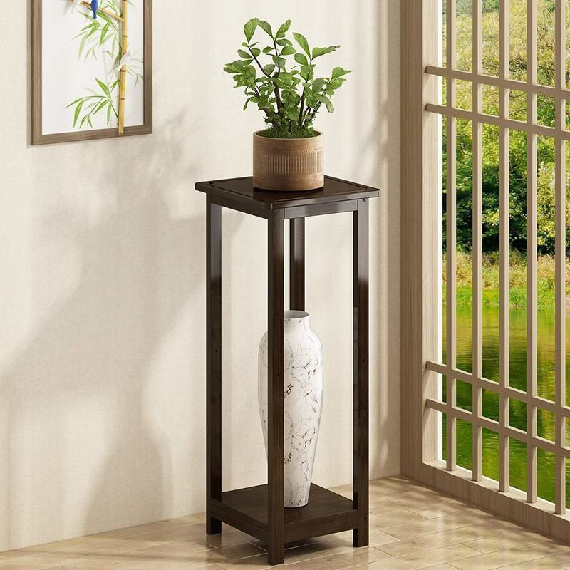 Traditional Chinese Square Nan Bamboo Console Table 1/2-Tier For Living Room