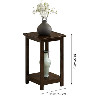 Traditional Chinese Square Nan Bamboo Console Table 1/2-Tier For Living Room