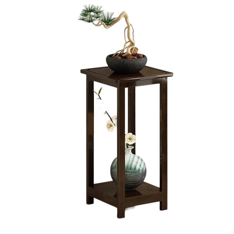Traditional Chinese Square Nan Bamboo Console Table 1/2-Tier For Living Room