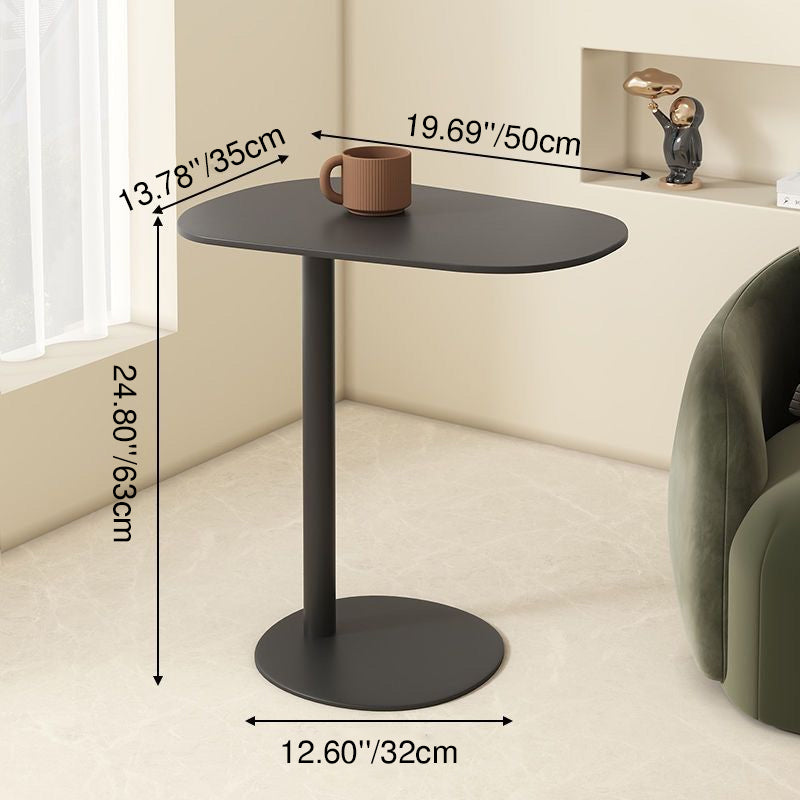 Modern Minimalist Rounded Circle Design Wrought Iron End Table 1-Tier For Living Room