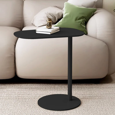 Modern Minimalist Rounded Circle Design Wrought Iron End Table 1-Tier For Living Room