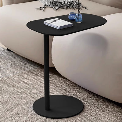 Modern Minimalist Rounded Circle Design Wrought Iron End Table 1-Tier For Living Room