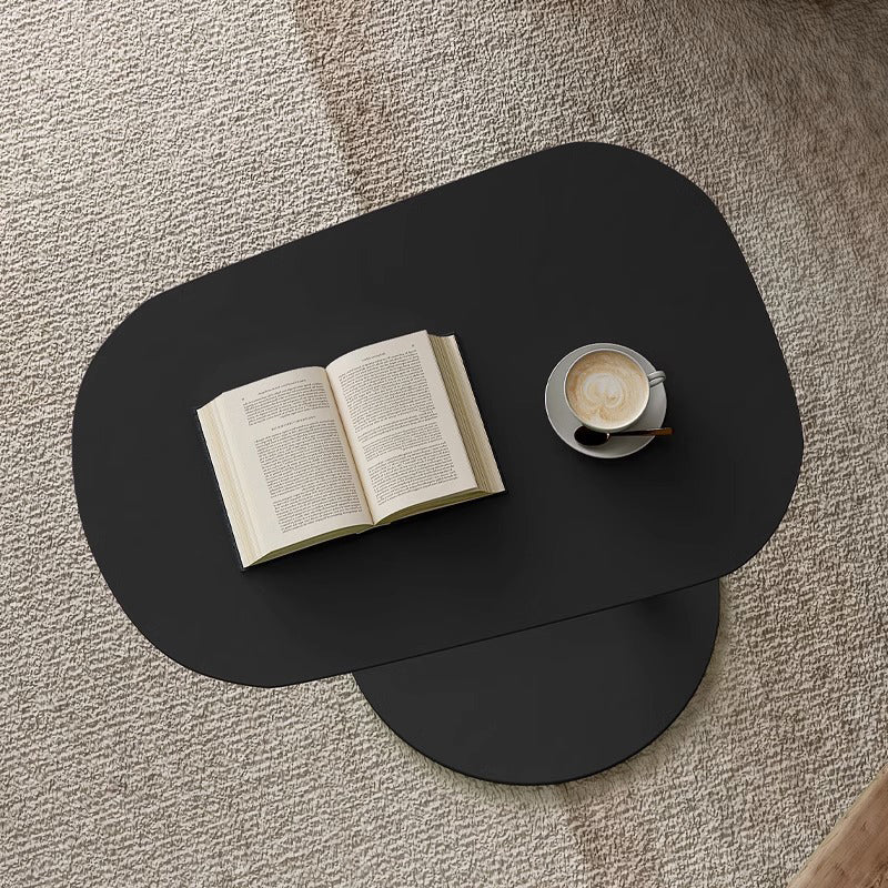 Modern Minimalist Rounded Circle Design Wrought Iron End Table 1-Tier For Living Room