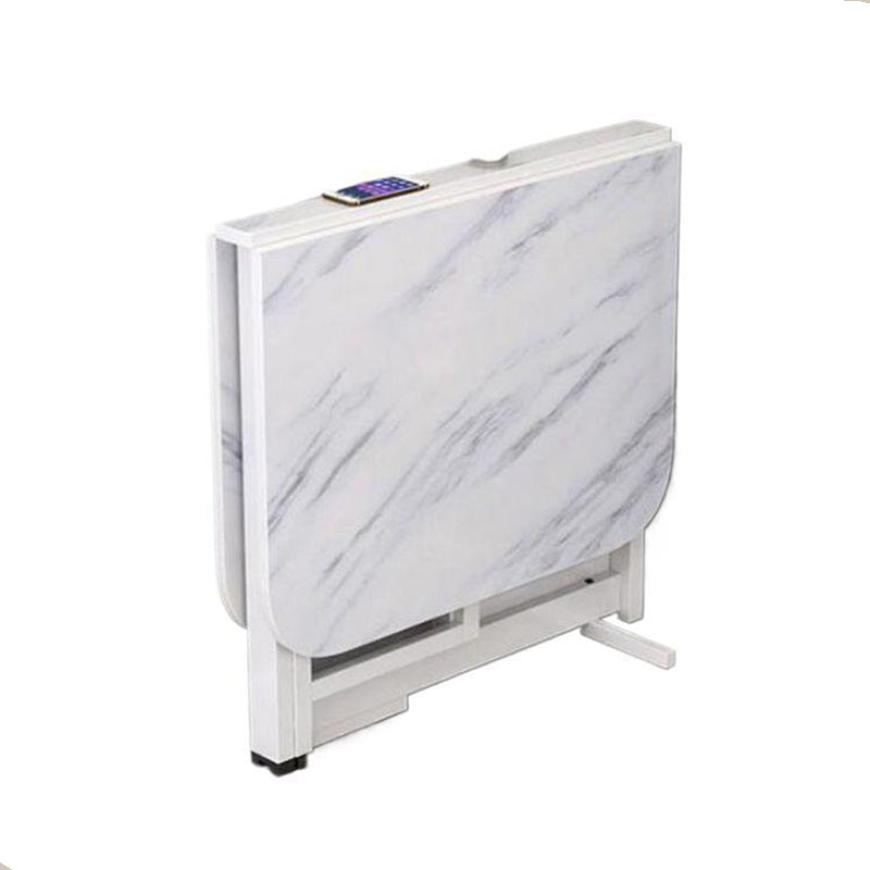 Modern Minimalist Rounded Rectangular Wrought Iron MDF Foldable Dining Table For 4/6 Seats