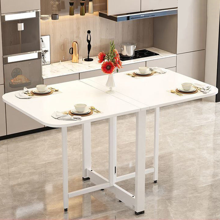 Moderner minimalistischer abgerundeter rechteckiger Eisen-MDF-klappbarer platzsparender Klapptisch für 4-6 Plätze 