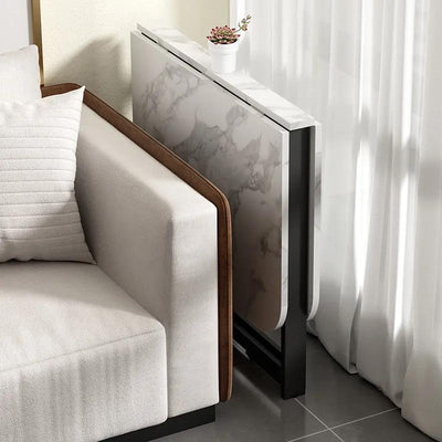 Modern Minimalist Rounded Rectangular Wrought Iron MDF Foldable Dining Table For 4/6 Seats