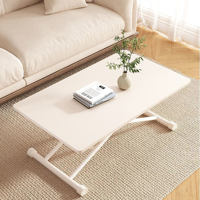 Modern Minimalist Rectangular Rounded-Corner MDF Carbon Steel Height Adjustable Coffee Table For Living Room