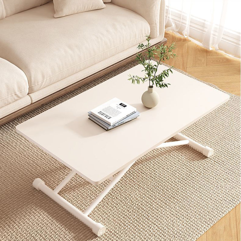 Modern Minimalist Rectangular Rounded-Corner MDF Carbon Steel Height Adjustable Coffee Table For Living Room