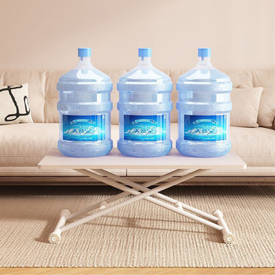 Modern Minimalist Rectangular Rounded-Corner MDF Carbon Steel Height Adjustable Coffee Table For Living Room