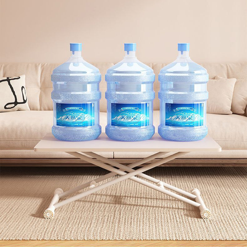 Modern Minimalist Rectangular Rounded-Corner MDF Carbon Steel Height Adjustable Coffee Table For Living Room