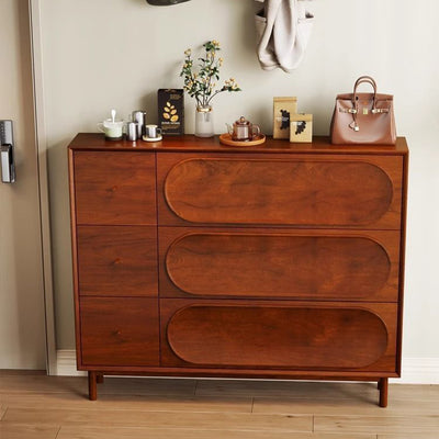 Contemporary Retro Rectangular Solid Wood Solid Wood Plywood Shoe Storage 3-Cabinet For Entryway