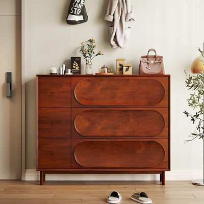 Contemporary Retro Rectangular Solid Wood Solid Wood Plywood Shoe Storage 3-Cabinet For Entryway