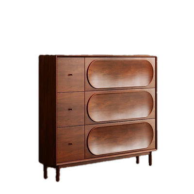 Contemporary Retro Rectangular Solid Wood Solid Wood Plywood Shoe Storage 3-Cabinet For Entryway