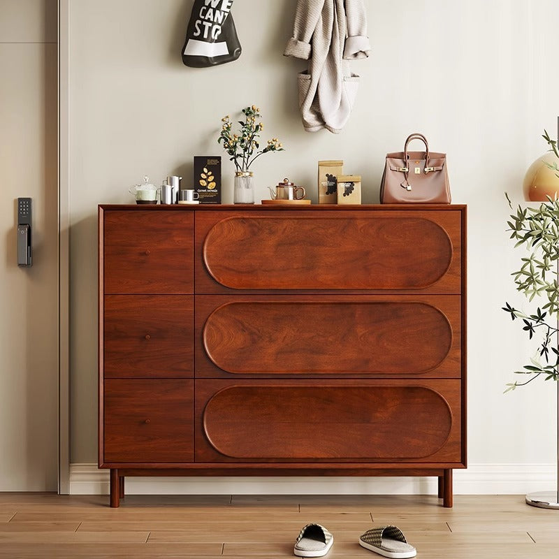 Contemporary Retro Rectangular Solid Wood Solid Wood Plywood Shoe Storage 3-Cabinet For Entryway