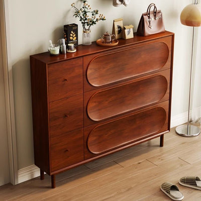 Contemporary Retro Rectangular Solid Wood Solid Wood Plywood Shoe Storage 3-Cabinet For Entryway