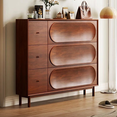 Contemporary Retro Rectangular Solid Wood Solid Wood Plywood Shoe Storage 3-Cabinet For Entryway