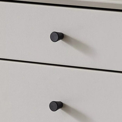 Contemporary Nordic Rectangular Solid Wood Faux Leather Carbon Steel Nightstand 2-Drawer For Bedroom