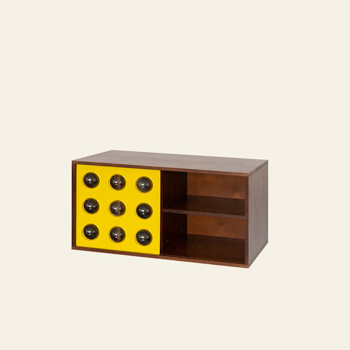 Modern Mid-Century Square Round Acrylic Marine Plywood Storage Cabinet 4-Storage For Living Room