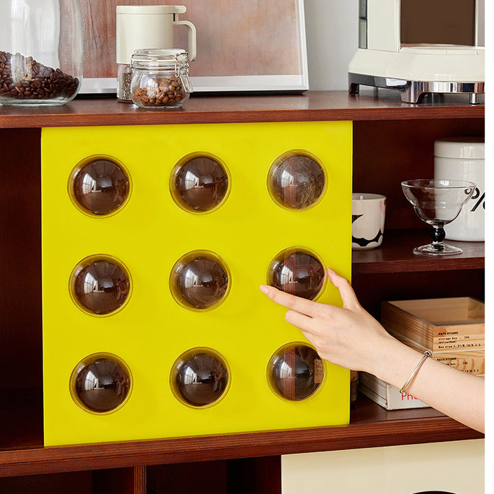 Modern Mid-Century Square Round Acrylic Marine Plywood Storage Cabinet 4-Storage For Living Room
