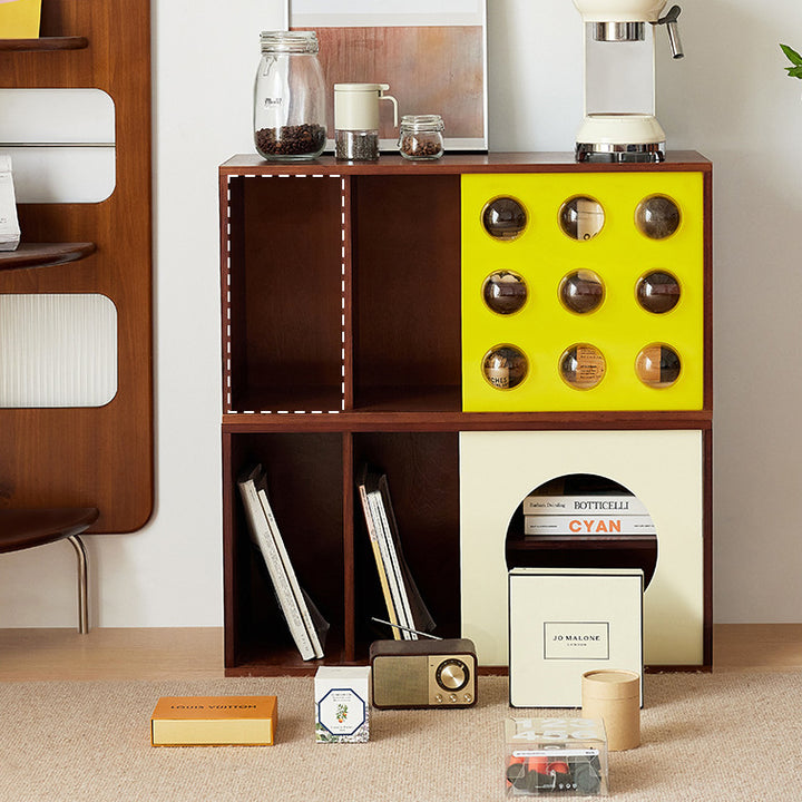 Modern Mid-Century Square Round Acrylic Marine Plywood Storage Cabinet 4-Storage For Living Room
