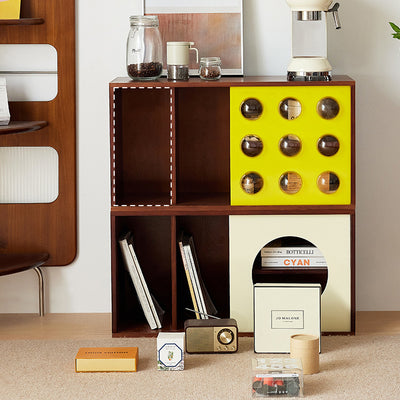 Modern Mid-Century Square Round Acrylic Marine Plywood Storage Cabinet 4-Storage For Living Room