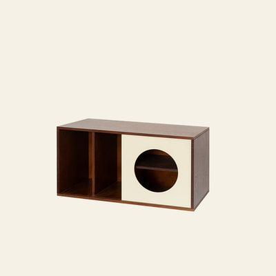 Modern Mid-Century Square Round Acrylic Marine Plywood Storage Cabinet 4-Storage For Living Room