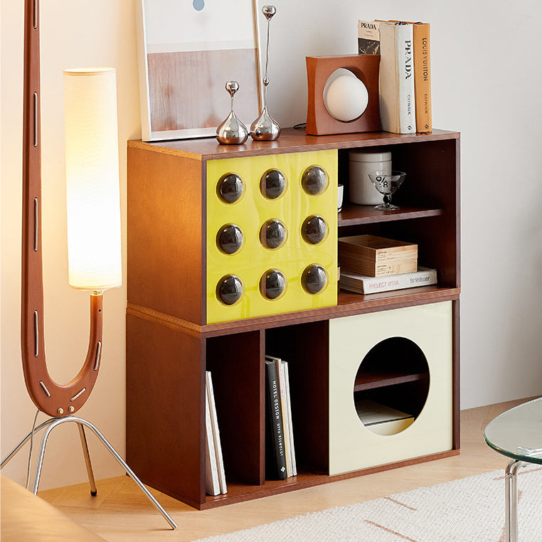 Modern Mid-Century Square Round Acrylic Marine Plywood Storage Cabinet 4-Storage For Living Room