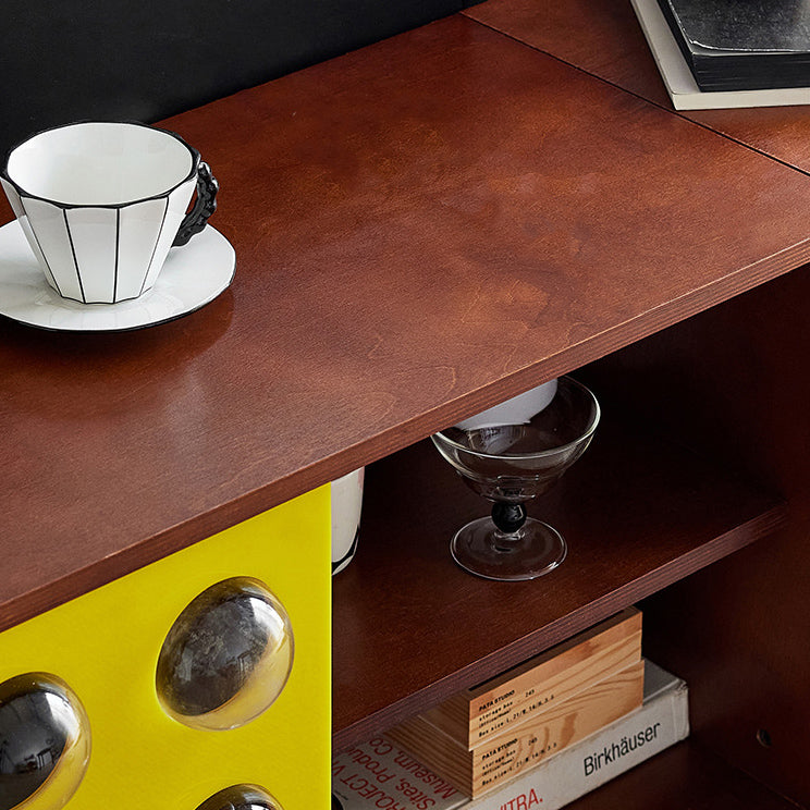 Modern Mid-Century Square Round Acrylic Marine Plywood Storage Cabinet 4-Storage For Living Room