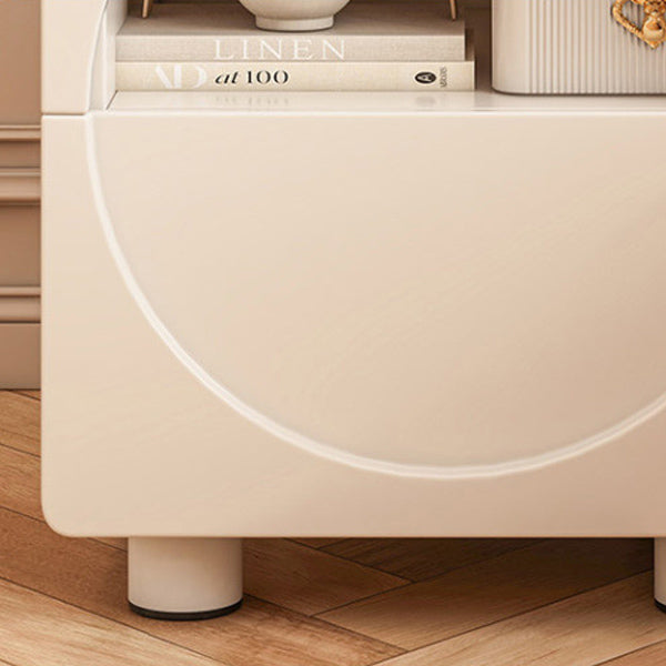 Modern Minimalist Rounded-Edge Round MDF Nightstand 2-Tier For Bedroom