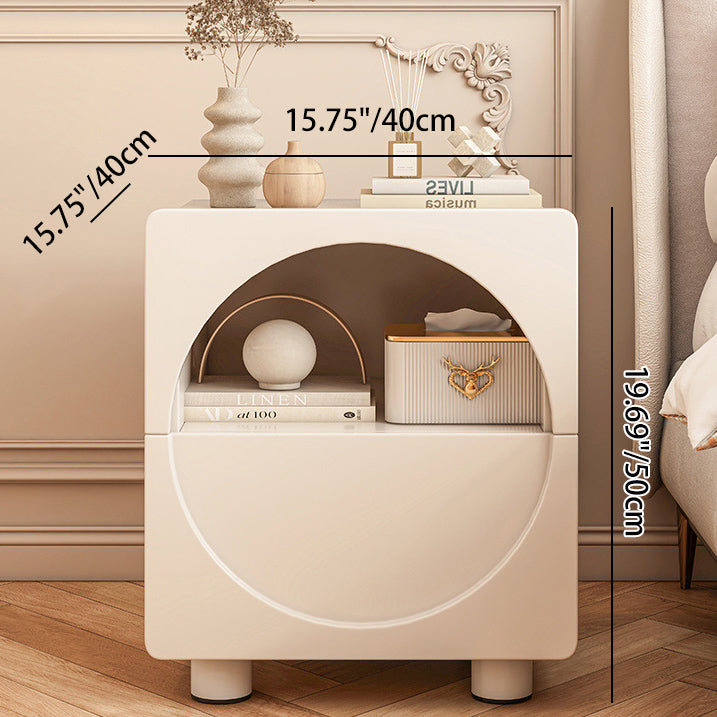 Modern Minimalist Rounded-Edge Round MDF Nightstand 2-Tier For Bedroom