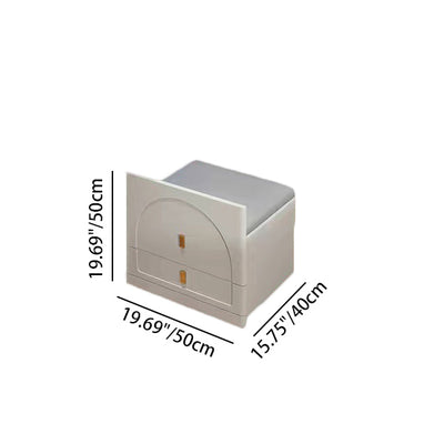 Modern Minimalist Rectangular MDF Tempered Glass Faux Leather Makeup Vanity & Vanity Stool Set With Mirror 3-Drawer For Bedroom