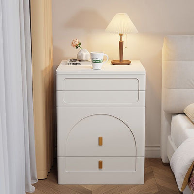 Modern Minimalist Rectangular MDF Tempered Glass Faux Leather Makeup Vanity & Vanity Stool Set With Mirror 3-Drawer For Bedroom