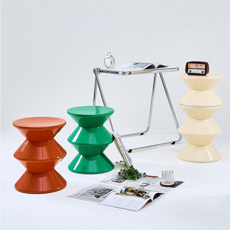 Modern Minimalist Hourglass-Shaped Round PP Side Table 1-Tier For Living Room & Bedroom