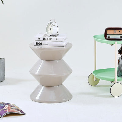 Modern Minimalist Hourglass-Shaped Round PP Side Table 1-Tier For Living Room & Bedroom