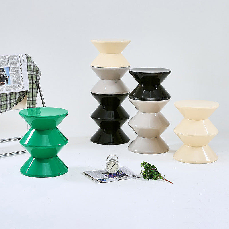 Modern Minimalist Hourglass-Shaped Round PP Side Table 1-Tier For Living Room & Bedroom