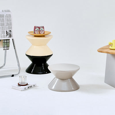 Modern Minimalist Hourglass-Shaped Round PP Side Table 1-Tier For Living Room & Bedroom